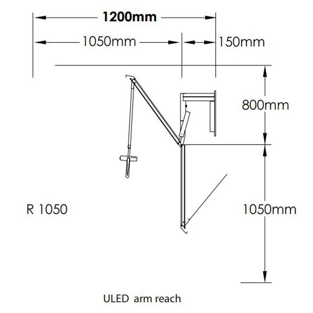 ULED Examination Light Standard C/Mnt Max 2700mm Floor To Fixing Point C/W Integ TX 14W 4000K