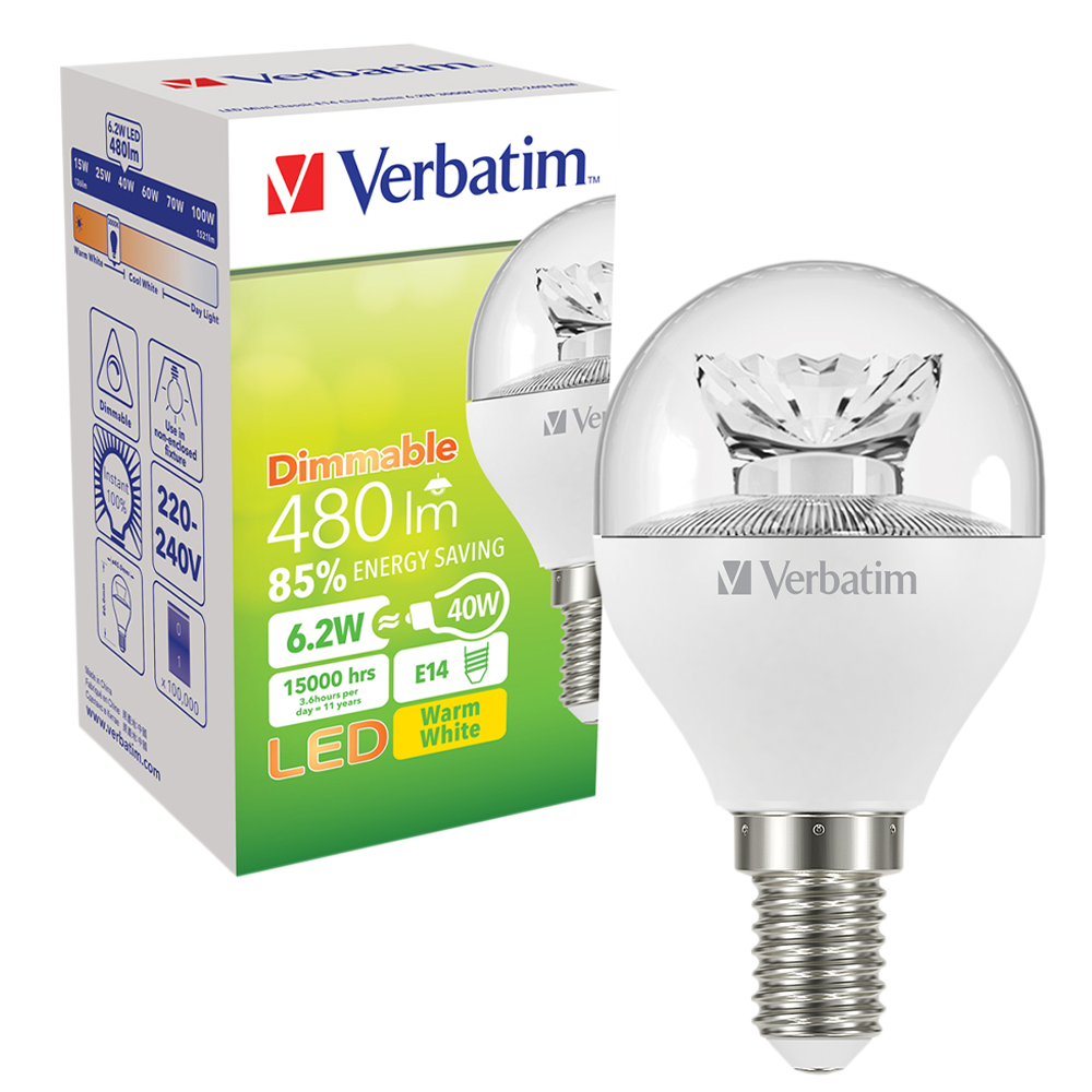 LED Clear Dome Mini-Classic Fancy Round 6.2W 3000K Dimmable E14