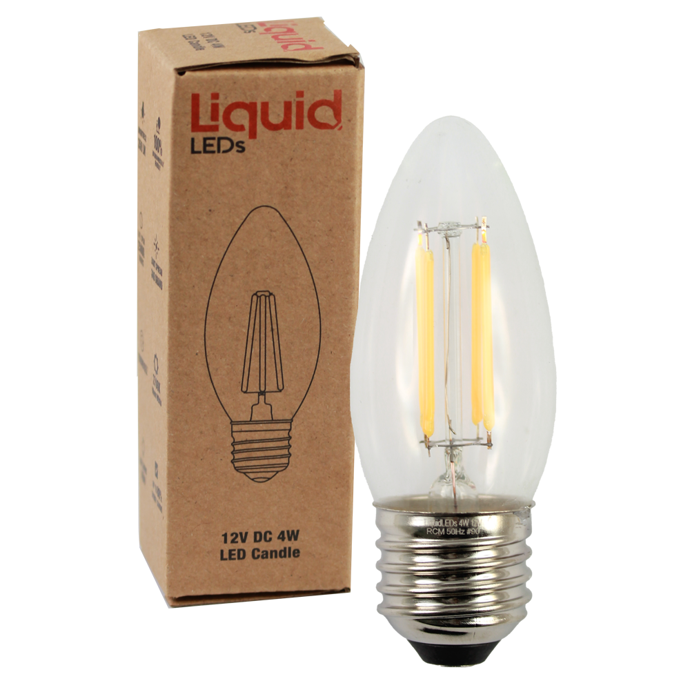LED Filament Candle 4W 12V 2700K E27 Clear Dimmable
