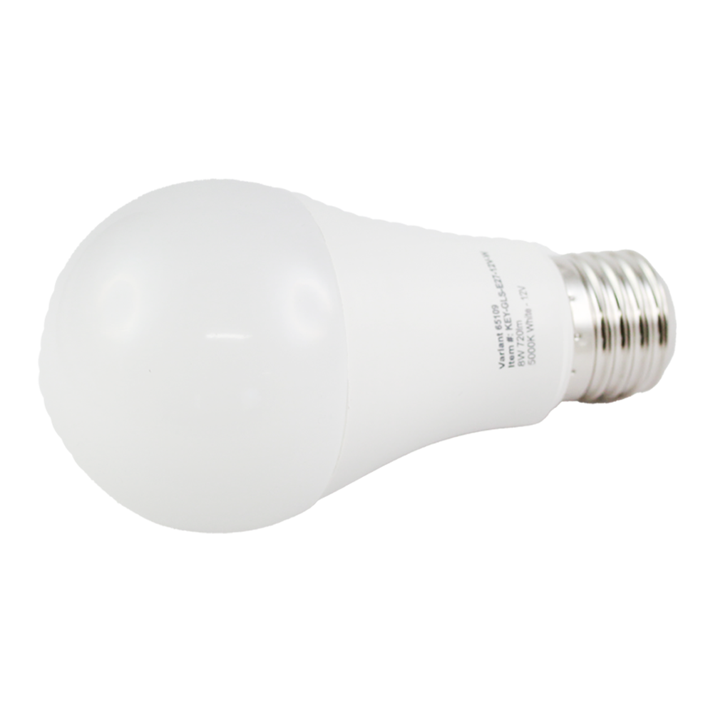 12V DC LED GLS 8W 5000K E27  720LM  DRIVER REQ
