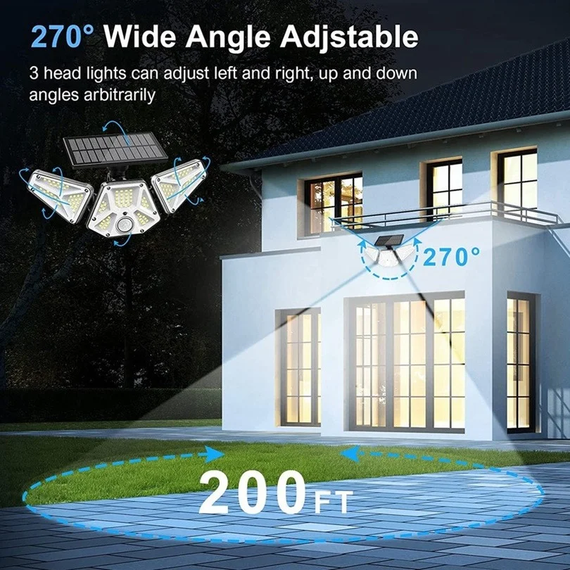 solar led sensors 600lm  ip65  270x127x123mm with remote control