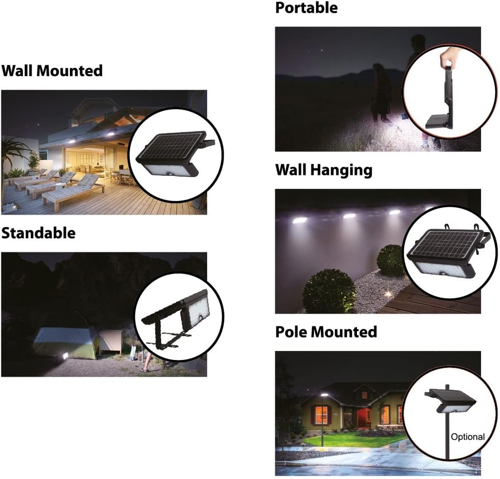Solar LED Flood Light tri ip65  1080lm 10w  6k 