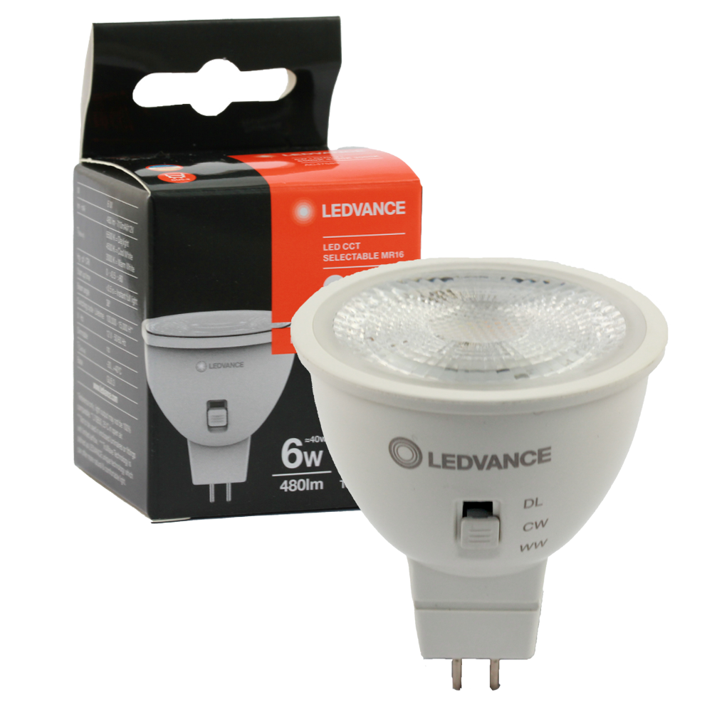 osram  ledvance led performance mr16 tri-colour 6w gu5.3  n/dimm  box of 10 pcs