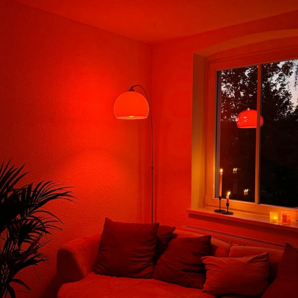 Red Flicker Free Candle Lamp 25W E14 230V C35x95