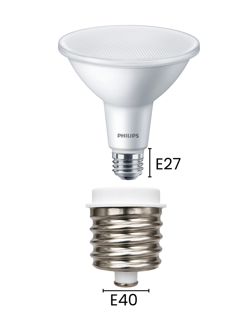 E40 to E27 Light Bulb Adapter – Use E27 Screw Bulbs in E40 Fittings