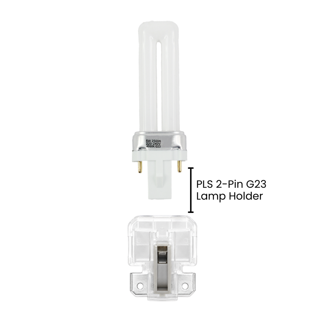 PLS 2-Pin G23 Lamp Holder – For 5W, 7W, 9W & 11W Compact Fluorescent Lamps