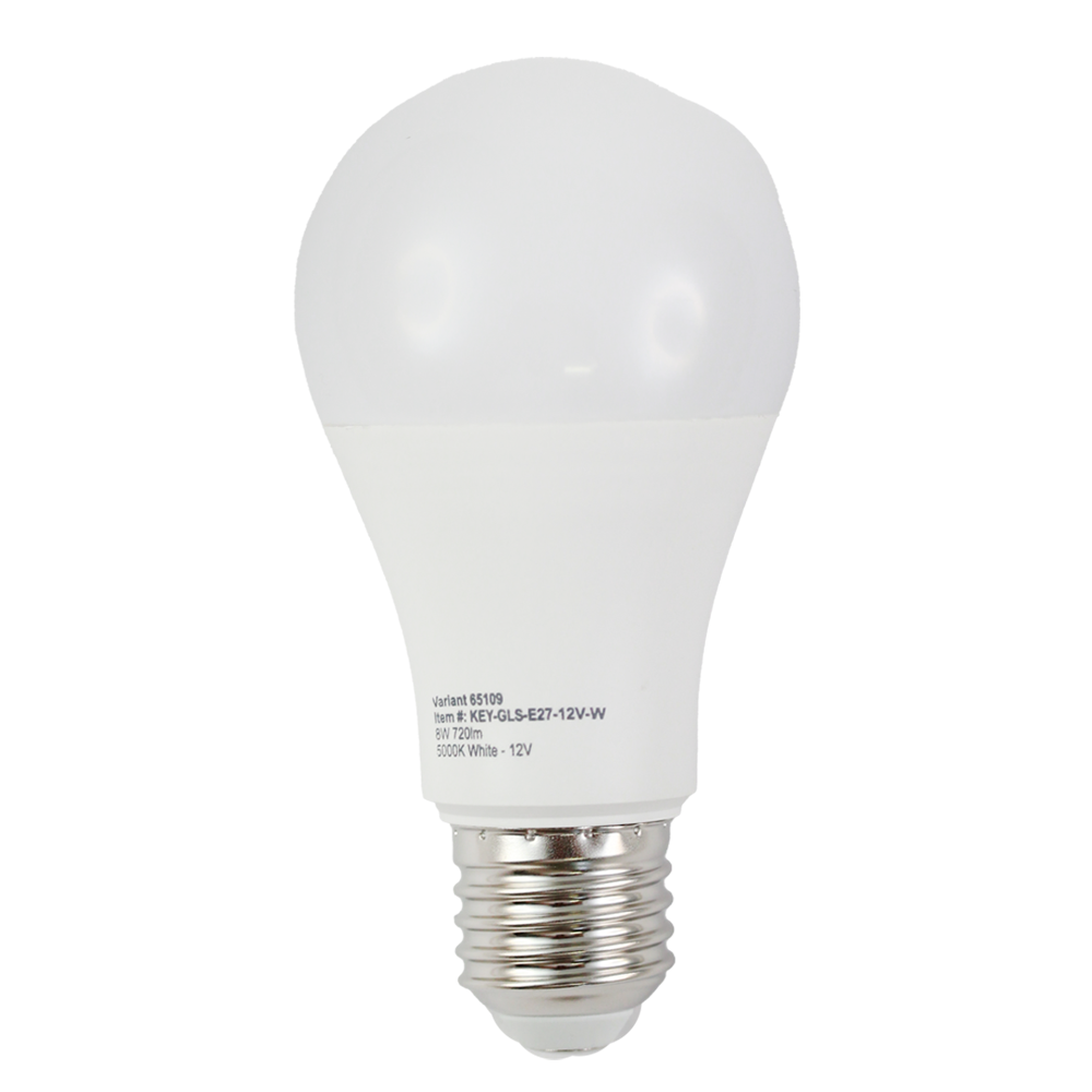 12V DC LED GLS 8W 5000K E27  720LM  DRIVER REQ