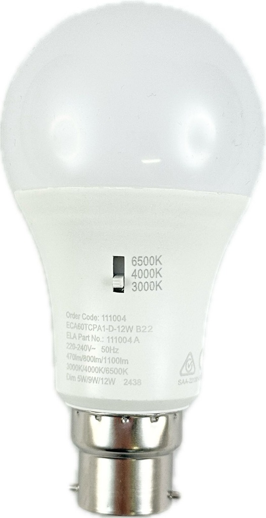 multi watt 12/9/5/w  a60 1100lm  3k/4k/6.5k bc