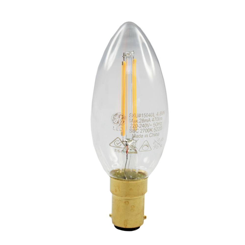 LED Heritage Filament Candle Clear 4.8W 2700K Dimmable BA15d