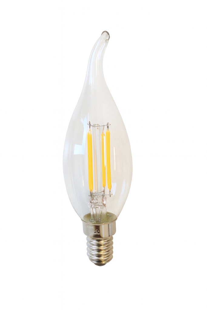 4W Flame Tip Candle LED Bulb Clear 2700K E14