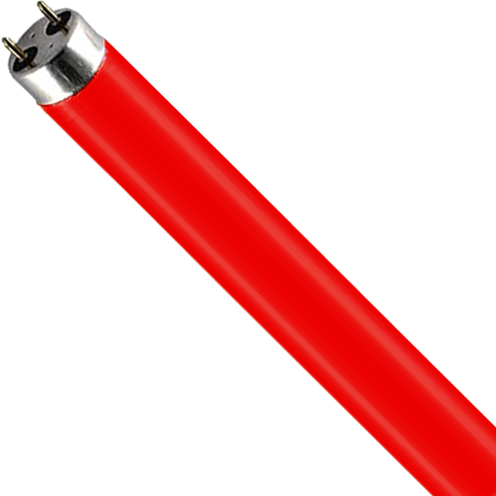 BOX OF 10: Coloured Fluorescent T8 Tube 36W Red G13 1200mm 