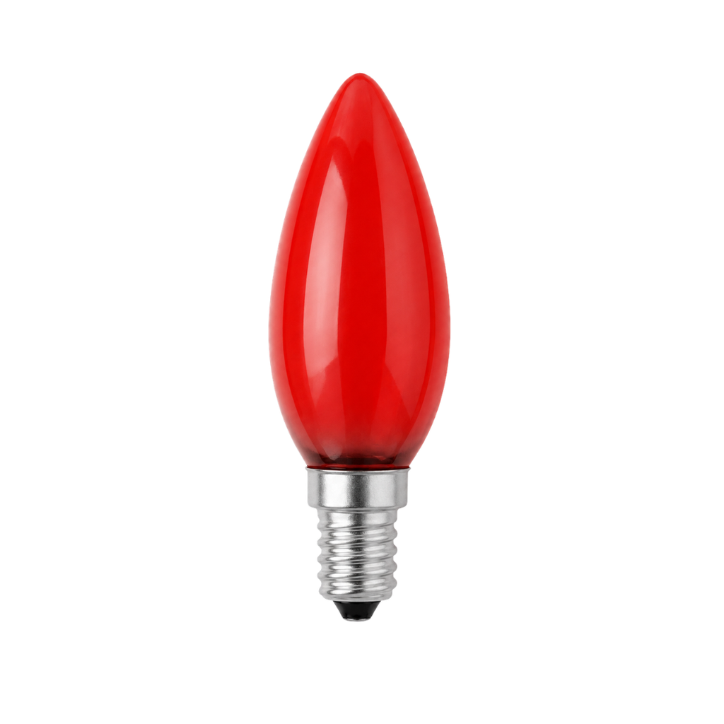 Red Flicker Free Candle Lamp 25W E14 230V C35x95