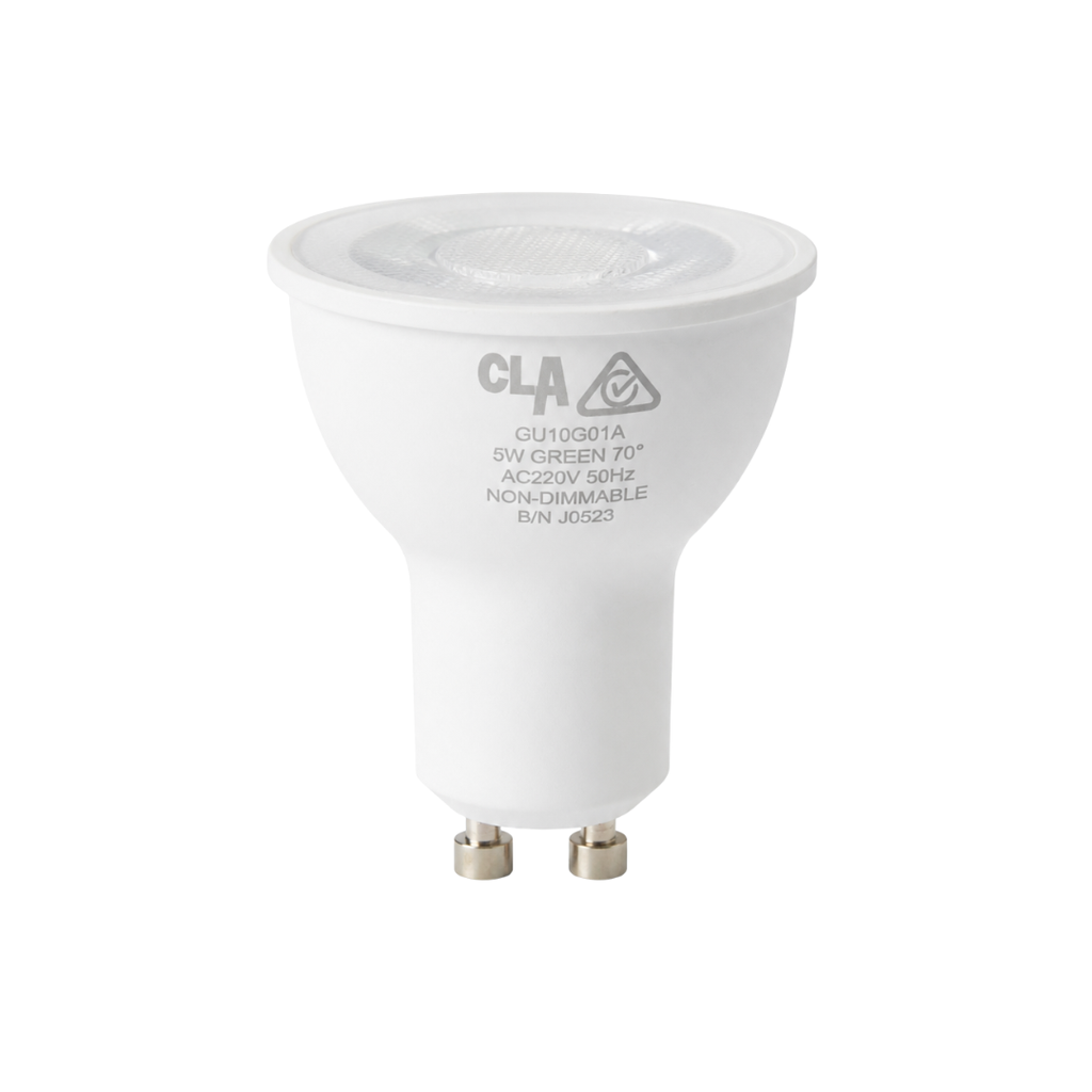 LED Globe MR16 Green – 5W GU10 Green LED Globe | 220–240V | 70° Beam