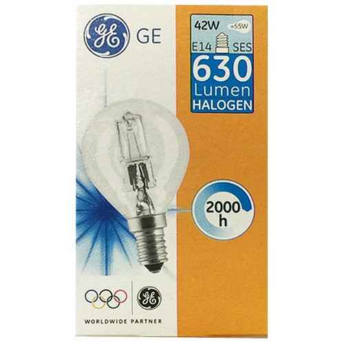 GE Fancy Round Halogen Lamp 42W  2800K  SES Dimmable