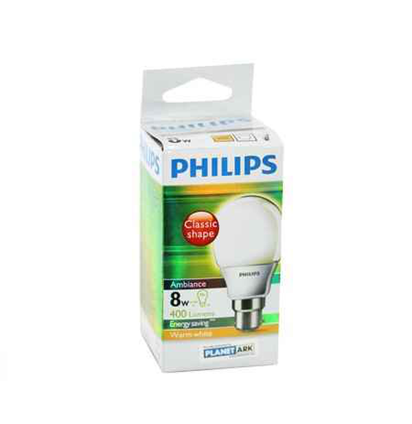 Philips Ambiance Energy Saver Lamp Classic Shape 8W Warm White Bayonet
