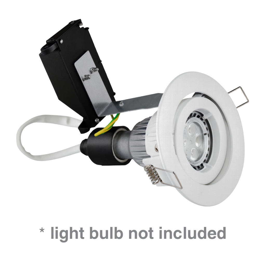Recessed Downlight – Fixed Round (White Finish) GU10 D/L 90MM &LAMP HOLDER