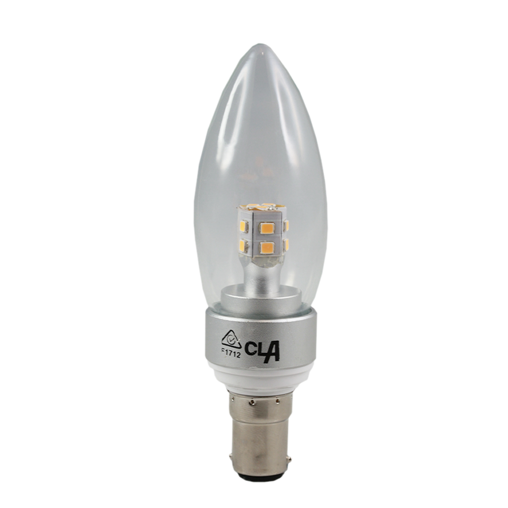 Longlife LED Candle Clear 4W 3000K Non-Dimmable BA15d