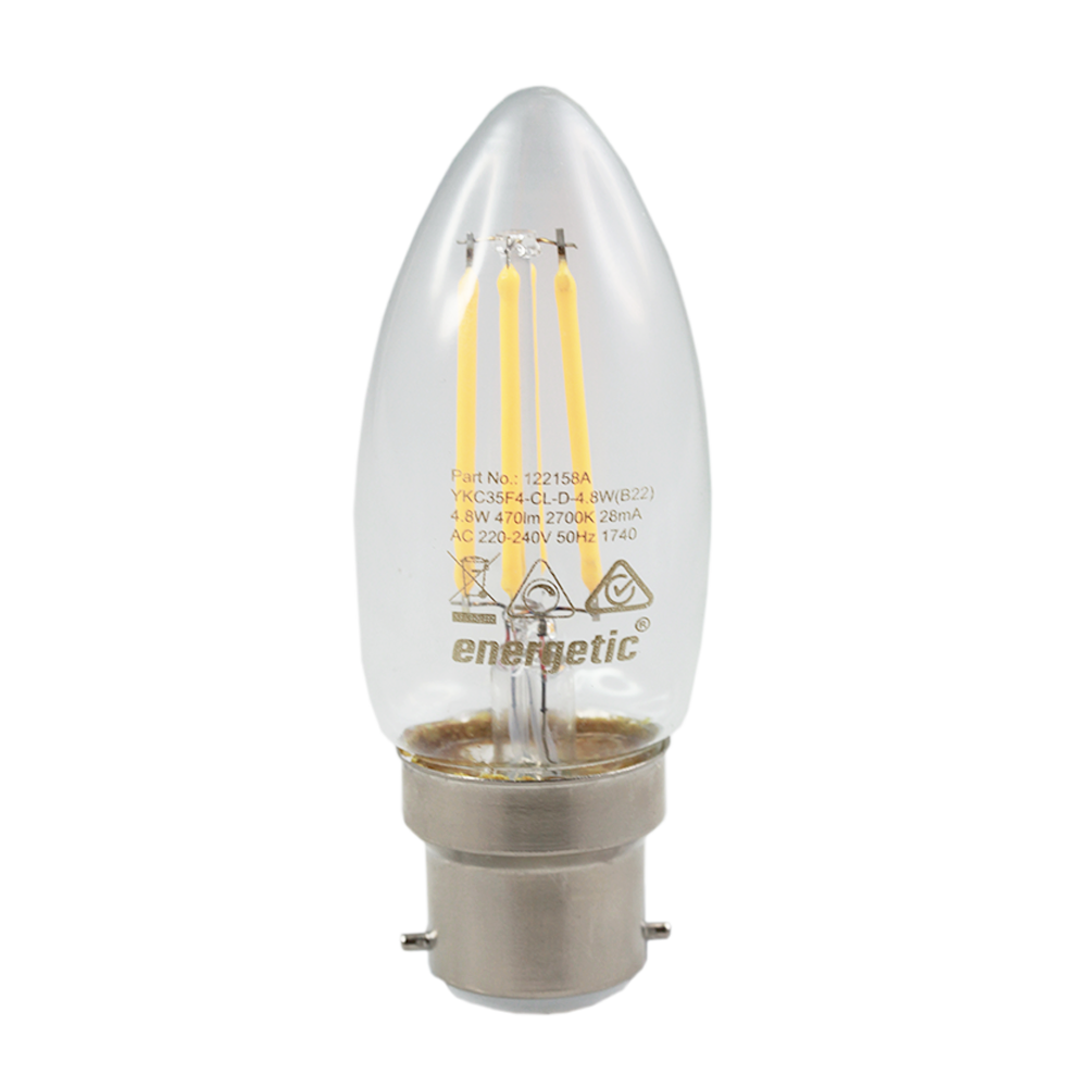 Smarter Lighting LED Filament Candle 4.8W 2700K Dimmable B22
