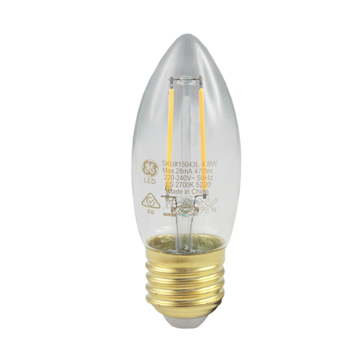 [15043L] LED Heritage Filament Candle Clear 4.8W 2700K Dimmable E27 (122157)