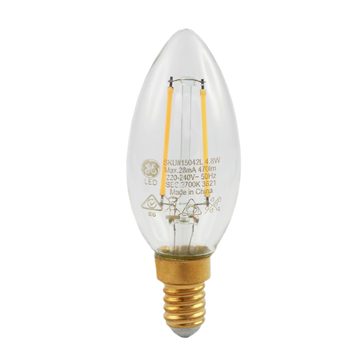 [G15042L] LED Heritage Filament Candle Clear 4.8W 2700K Dimmable E14