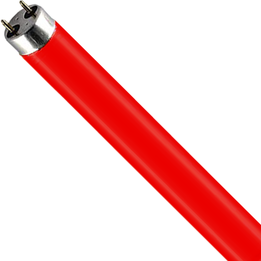 [202573_BOX10] BOX OF 10: Coloured Fluorescent T8 Tube 36W Red G13 1200mm 