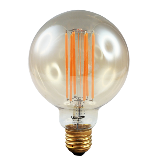 [G95C6LH] LED Filament G95 Amber 6W 2200K Clear/  E27 Dimmable ( 20950)
