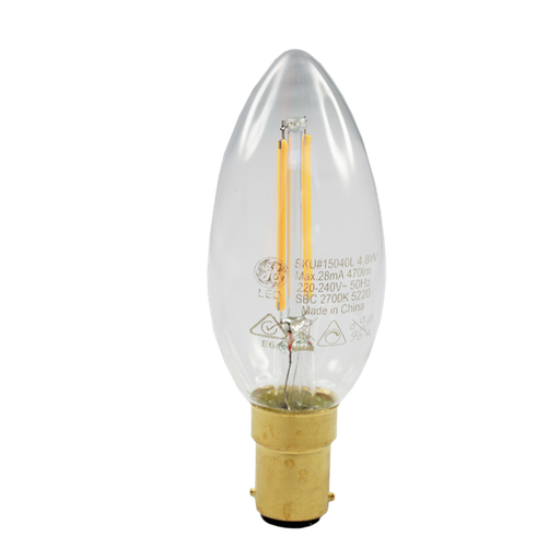 [G11607L] LED Heritage Filament Candle Clear 4.8W 2700K Dimmable BA15d