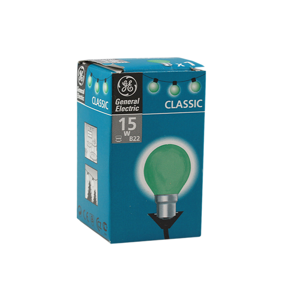 Classic Green Fancy Round Incandescent Lamp 15W 230V BA22d