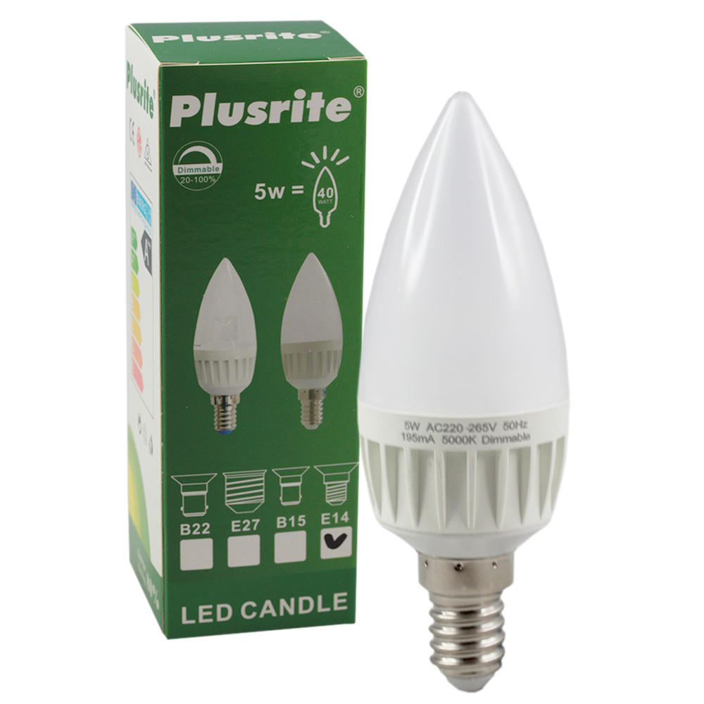 LED Candle Frosted 5W 5000K Dimmable E14