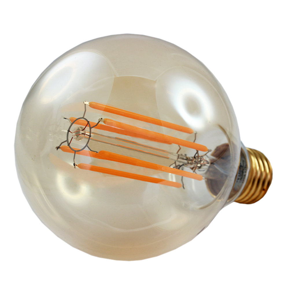 LED Filament G95 Amber 6W 2200K Clear/Gold Tint E27 Dimmable