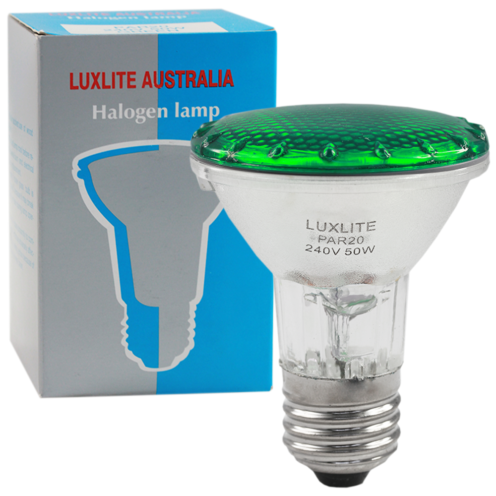 Luxlite Halogen Lamp PAR20 Green 50W 240V E27