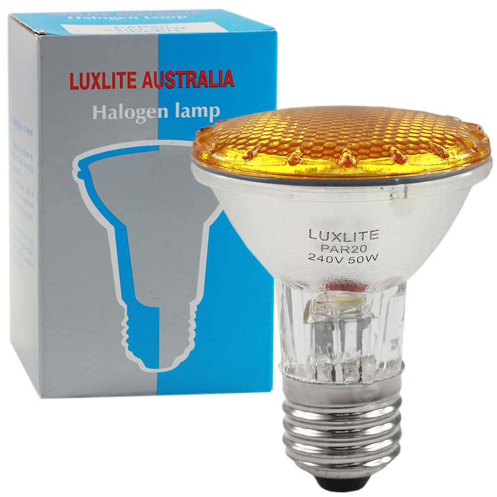 Luxlite Halogen Lamp PAR20 Yellow 50W 240V E27