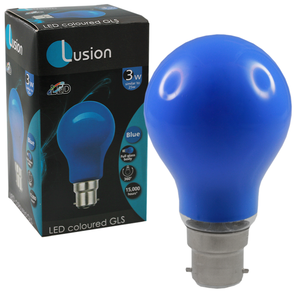 Lus LED GLS Lamp 3W Blue B22 Non-Dimmable