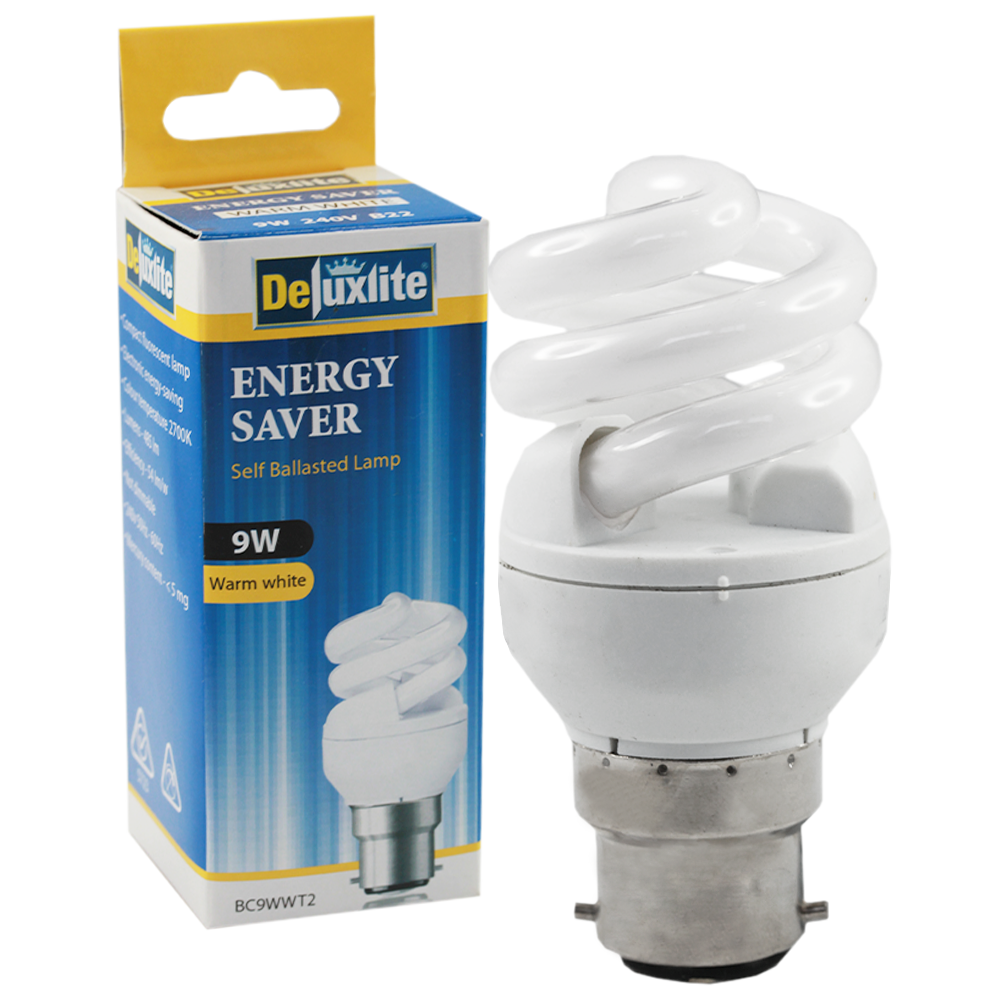 Energy Saver Spiral CFL Lamp 9W 2700K B22