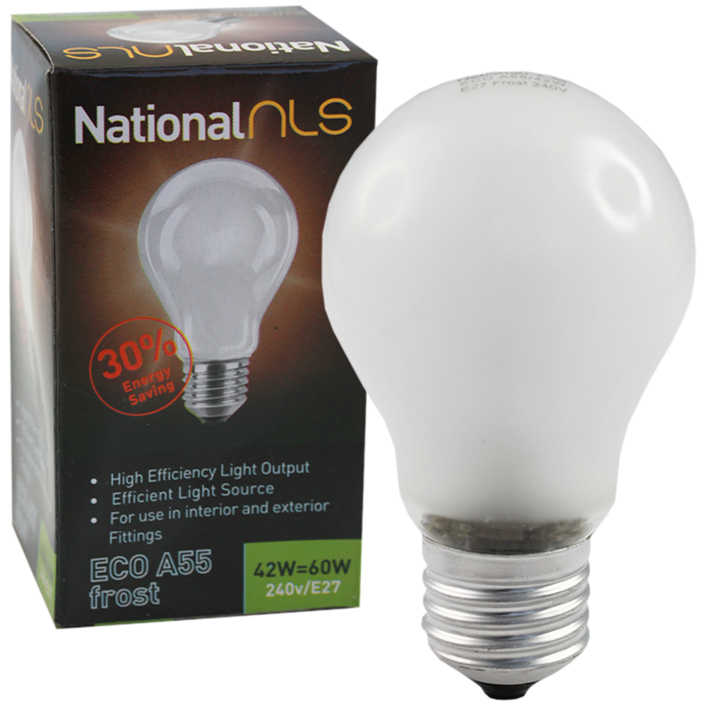 ECO A55 Halogen GLS Globe Frosted 42W 240V E27