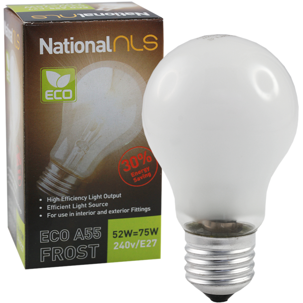 ECO A55 Halogen GLS Globe Frosted 52W 240V E27