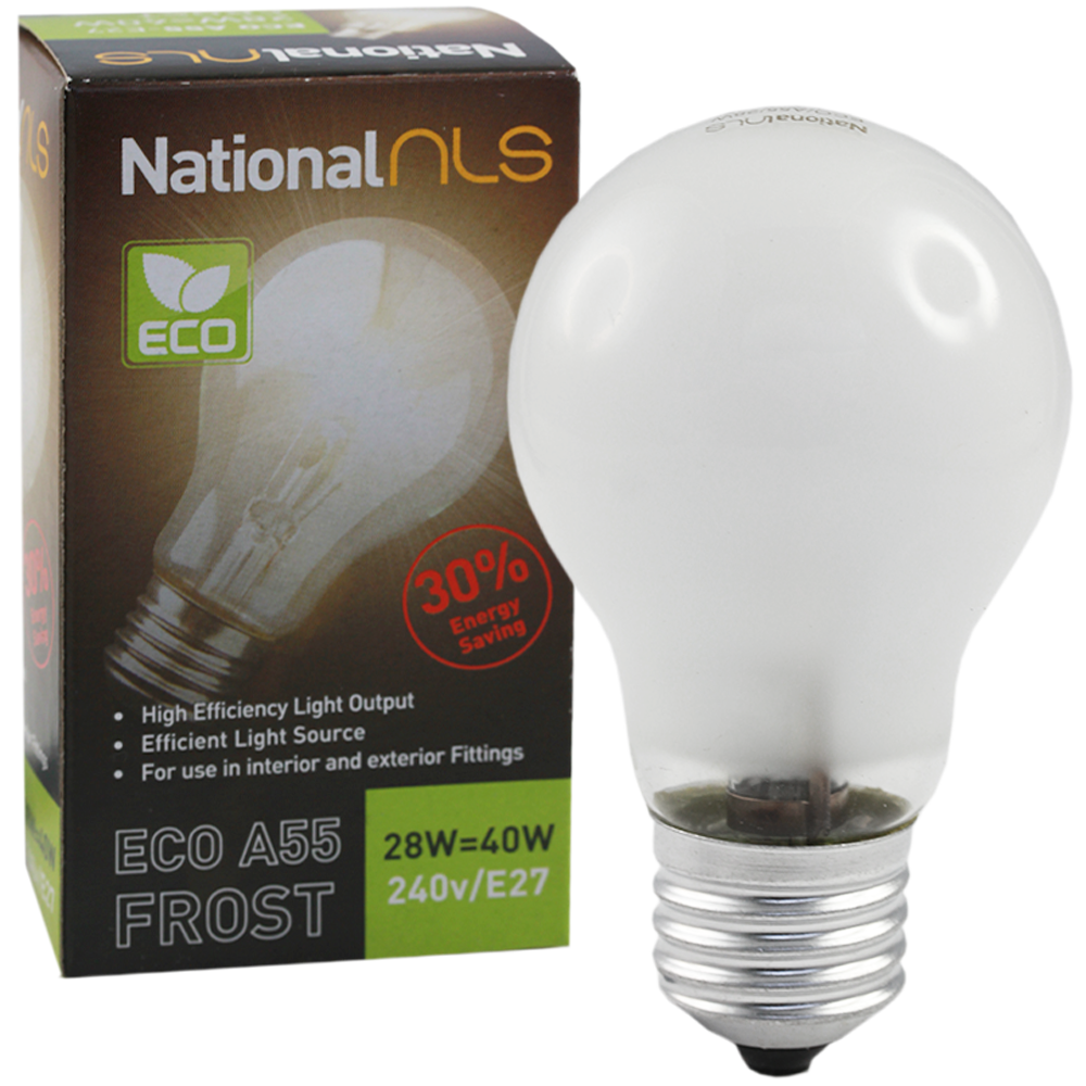 ECO A55 Halogen GLS Globe Frosted 28W 240V E27