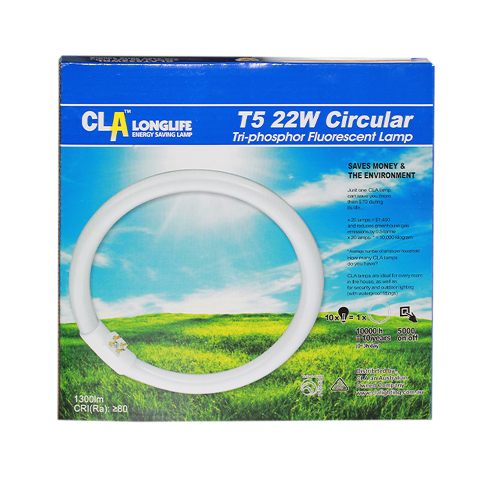 Longlife T5 Circular Tri-phosphor Fluorescent Lamp 22W 6400K G10q 4 Pins