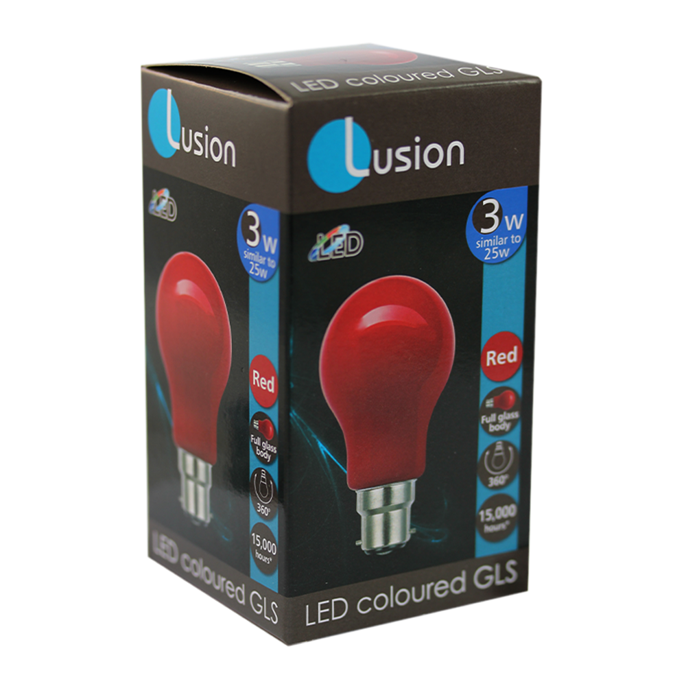 Lus LED GLS Lamp 3W Red B22 Non-Dimmable