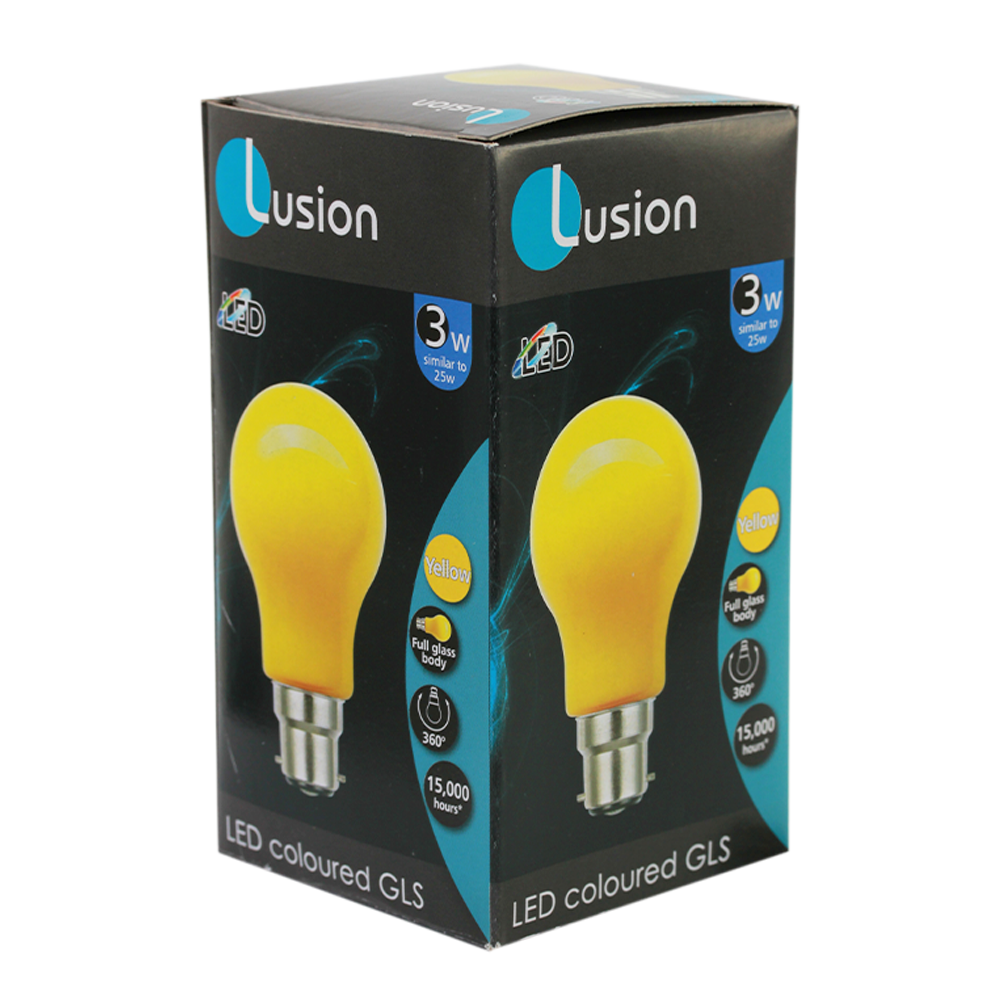 Lus LED GLS Lamp 3W Yellow B22 Non-Dimmable