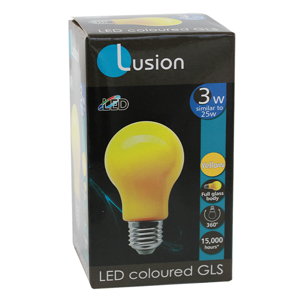Lus LED GLS Lamp 3W Yellow E27 Non-Dimmable