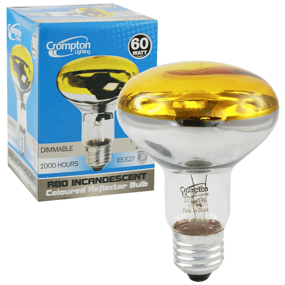 Incandescent R80 Coloured Reflector Lamp Yellow 60W 240V E27