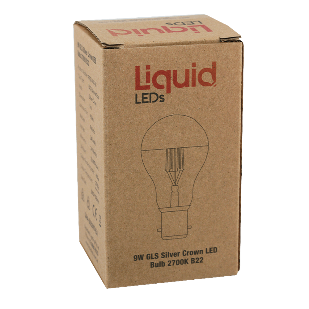 Crown Silver GLS Filament Lamp 9W 2700K B22 Dimmable