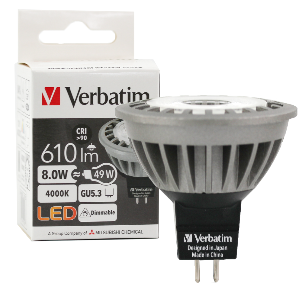 Verbatim LED MR16 8W 4000K 35D DIMM GU5.3 610LM AC/DC Dimmable