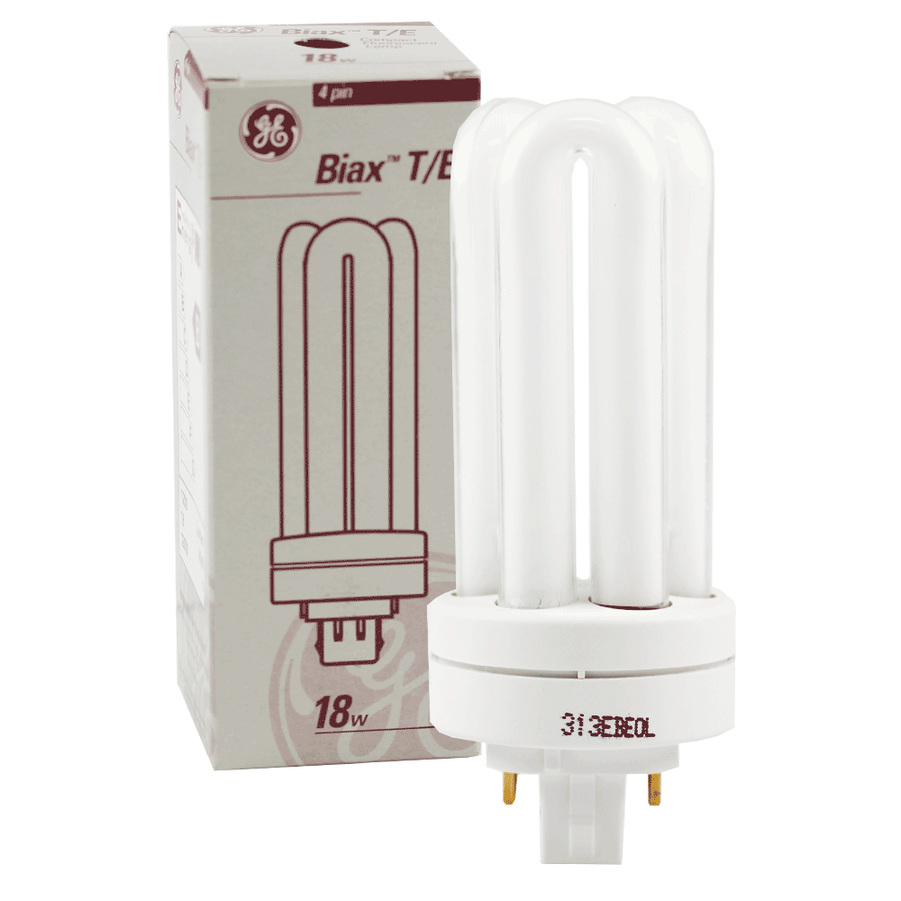 GE Lighting Biax T/E PL-T Compact Fluorescent Lamp 18W 830 GX24q-2 4 Pins