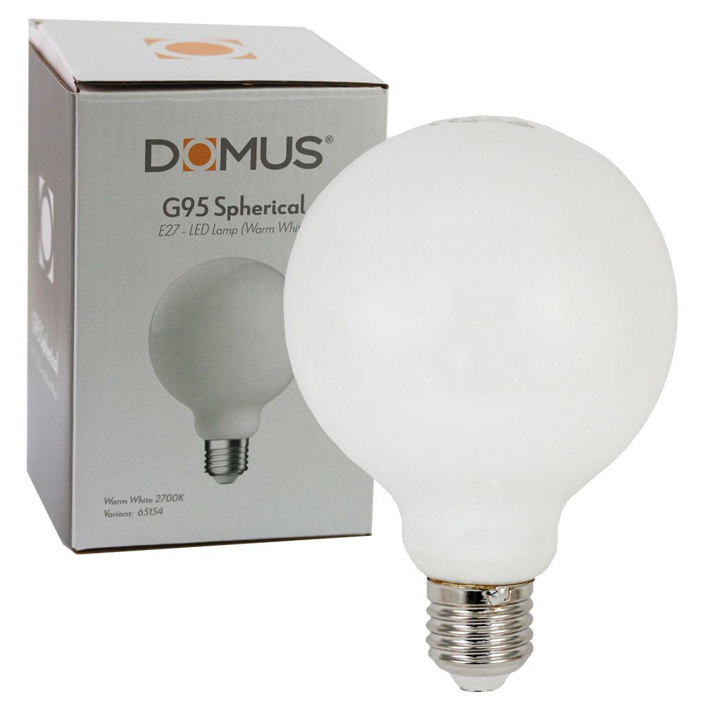 Domus G95 Spherical LED Lamp Opal Glass 8.6W 2700K E27 Dimmable