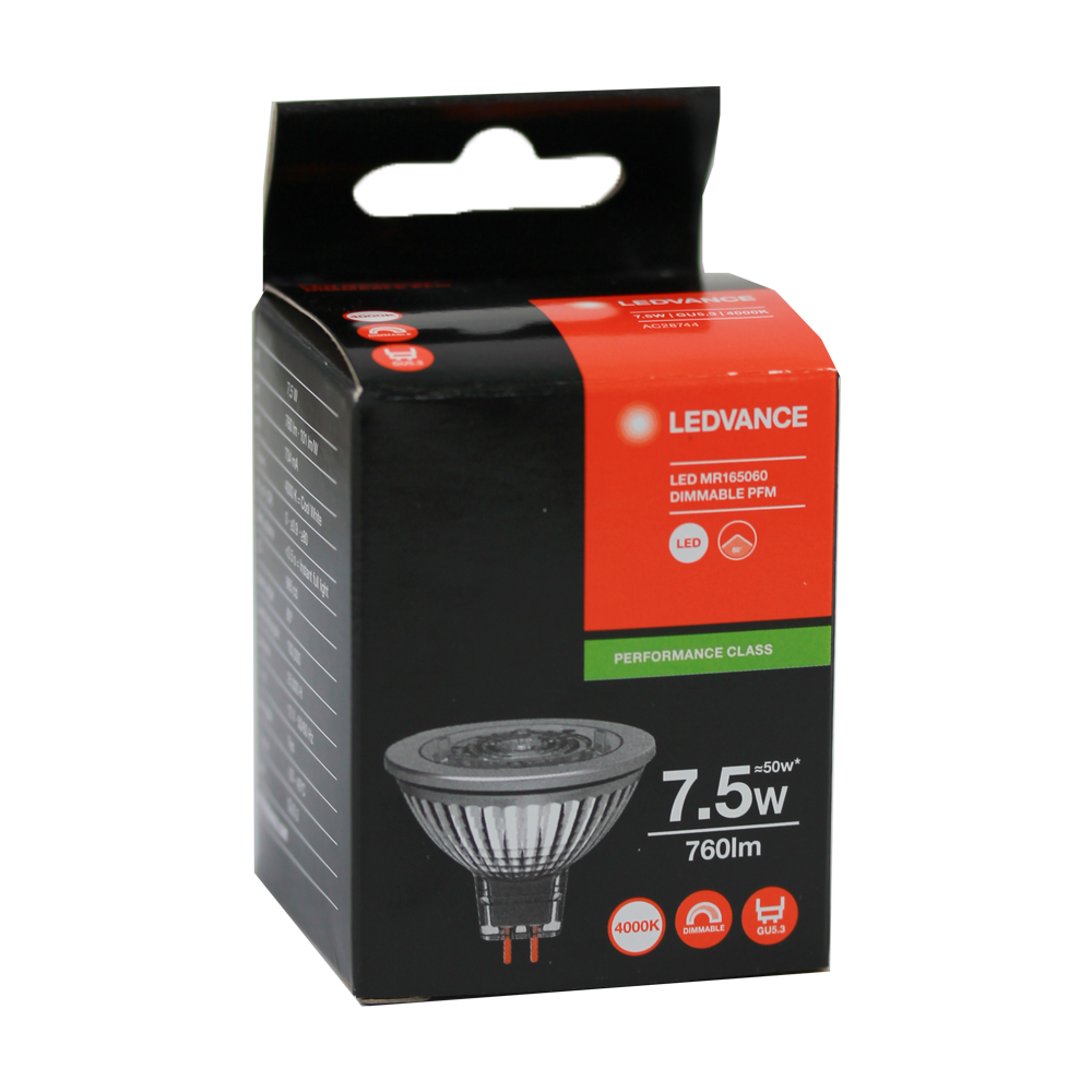 LED Performance MR16 7.5W 60D 4000K GU5.3 Dimmable