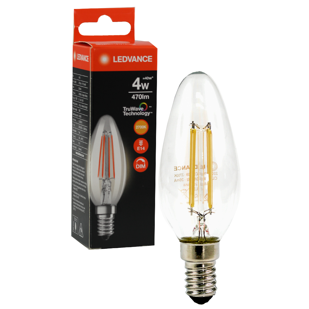 Ledvance LED Filament PFM Candle Clear 4W 2700K Dimmable E14